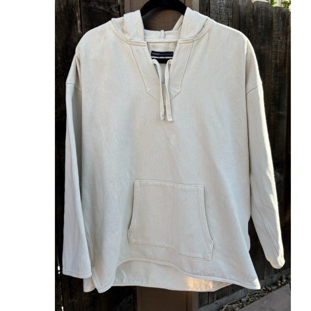 Levi's Made & Crafted Women's Size 2 Cream Textured V-Neck Hoodie Pullover
